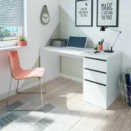 Dmora Schreibtisch Weiß 138x74x60 cm, Arbeitszimmer, Schreibtische, Bürotische