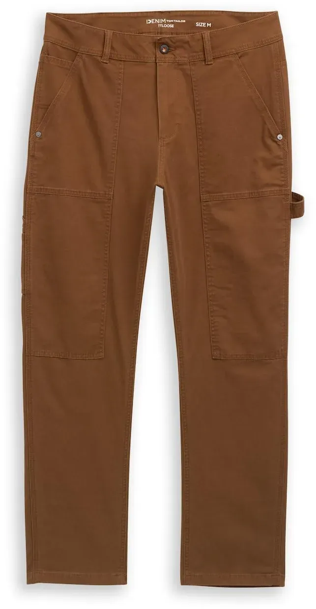 TOM TAILOR DENIM Herren TTLOOSE Hose im Utility-Look, braun, Uni, Gr. L