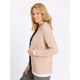 Sieh an! Strickjacke in Beige-Ecru-Gemustert 44