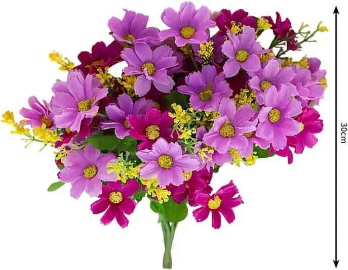 【3 € Rabatt ab 10 €】Wei's moment 6 Bündel künstlicher Balkon- und Innenpflanzen, Kunstblumen-Dekoration, künstliche Kunstblumen, UV-beständige Blumen für Gräber und Garten, helllila