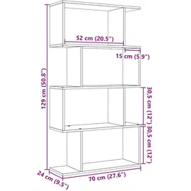 vidaXL Bücherregal 4 Böden 70 x 24 x 129 cm Betongrau