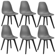 [en.casa] Esszimmerstuhl Brevik Kunststoff grau/schwarz 6er Set