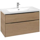 Villeroy & Boch Waschbeckenunterschrank 2 Auszüge 97,3 x 57,9 x 47,8 cm Nordic Oak / Volcano Black