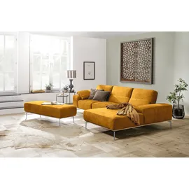 W.Schillig Ecksofa "run, Designsofa mit tollem Sitzkomfort, bequem, L-Form", gelb (brandy s37), B:319cm H:88cm T:178cm, Longlife Xtra-Leder Z73: Naturwalkleder der Luxusklasse aus den erlesensten Rohhäuten.