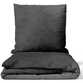 nyvi Winter Bettwäsche Set DreamScience Cashmere Touch - Kuschelweich & Wärmend - Mit Reißverschluss Größe:135x200 + 80x80 cm anthrazit
