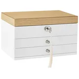 Songmics Schmuckbox mit Spiegel Weiß JOW15WN