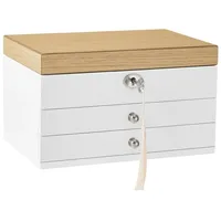 Songmics Schmuckbox mit Spiegel Weiß JOW15WN