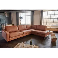 KAWOLA Eckcouch Lederfaserstoff 3-Sitzer Braun
