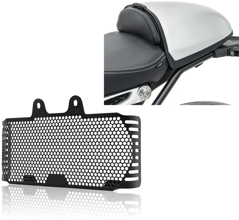 Set: Soziusabdeckung passend für BMW R NineT 14-23 Höckerabdeckung Zaddox in silber + Kühlerabdeckung passend für BMW R NineT 14-23 Kühlergrill Zaddox KG1 schwarz