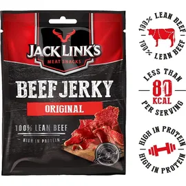 Jack Link's Jack Links Beef Jerky 12 x 25 g) Beutel, Original – Funktionelle Lebensmittel – Eiweiß-Snacks
