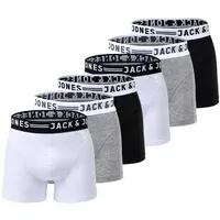 JACK & JONES Boxershort 6er Pack in Schwarz/Grau/Weiß S