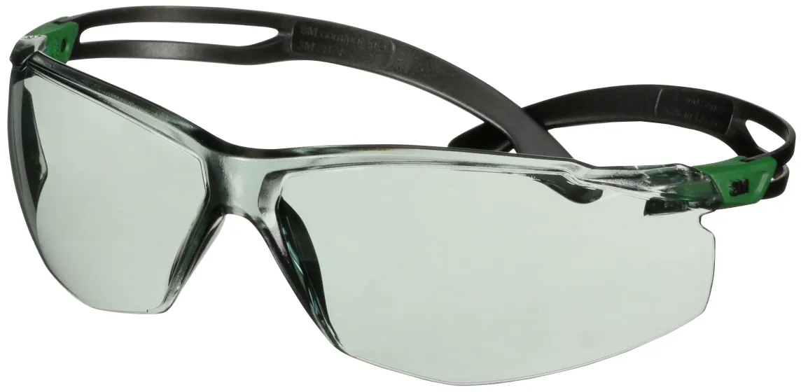 3M SecureFit 500 Schutzbrille, schwarz/grüne Bügel, Antikratz-Beschichtung+ (K), graue Scheibe mit Schutzstufe IR 1.7, SF517ASP-GRN