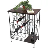 DanDiBo Ambiente DanDiBo Weinregal mit Holzablage 12977 Flaschenregal mit Glashalter 83 cm Metall Holz Flaschenhalter Regal Stehend