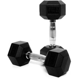 CorePowerPro Hexagon Hantel Set (2x9kg), Gummierte Kurzhanteln Set mit Verchromten Griff, Dumbbells für Gym, Studio und Zuhause, Strength Training Equipment Gewicht Set