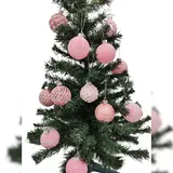 Buri Glas-Weihnachtsbaumkugeln rosa 12er-Set 6cm Christbaumschmuck Weihnachtsdeko