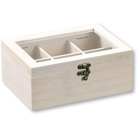 KESPER | Teebox, Material: FSC®-zertifizierter Bambus, Maße: 21,5 x 16 x 9 cm, Farbe: Cremeweiß | 57902