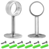 Hocansen 2 Stück Gardinenstangenhalter 3.2cm Edelstahl Rundrohr Halterung Stangen Flansch Set mit Schrauben Kleiderstangen Halterung für Hängende Vorhänge, Handtuchstange (32mm/FL-D)