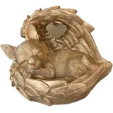 Monello Hundeurne Chihuahua bis 5 kg – Engelsflügel Design – personalisierbar mit individueller Gravur – Tierurne für Zuhause – Gold