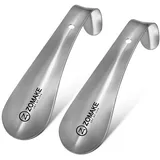 ZOMAKE Schuhlöffel Klein,Kleiner Schuhanzieher Metall,Mini Edelstahl Reise Schulöffel Kurz 15cm Mit Aufhänger(2er Silber)