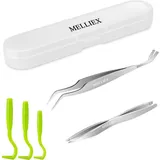 LuxusKollektion Zeckenpinzette Zeckenzange Set Edelstahl Zeckenhaken Plastik Hunde Katze Silber bunt