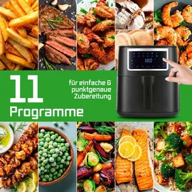 GOURMETmaxx Heißluftfritteuse 6,5 L | mit Touchscreen, Timer und 11 Programmen