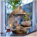 IDYL Zimmerbrunnen IDYL Zimmerbrunnen aus Keramik mit Buddha-Figur und drehender Glaskugel