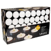 Spaas Teelicht 200 Teelichter SPAAS© Pro Kerzen Rußfrei 4,5 h Brenndauer Gastro (200-tlg., in eingeschweißten Karton), Mit RAL-Gütezeichen