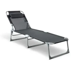 BigDean Sonnenliege 53 x 150 x 0 cm Dunkelgrau