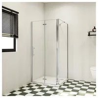 duschspa Eckdusche 185cm 6mm ESG Nano Glas Eckeinstieg Falttür Scharniertür Duschkabine, BxT: 120x90 cm, Einscheibensicherheitsglas, Sicherheitsglas, Set, ebenerdiger Einbau möglich 120 cm x 90 cm