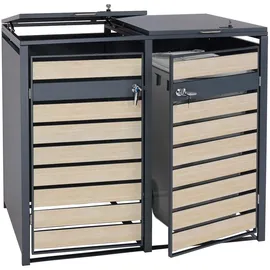 Mendler Mülltonnenverkleidung HWC-J81 50 kg braun