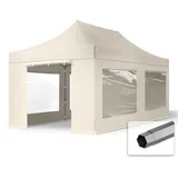TOOLPORT 3x6m Stahl Faltpavillon, inkl. 4 Seitenteile, creme