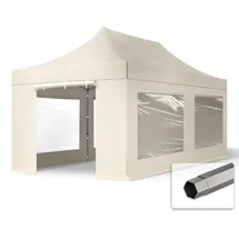 TOOLPORT 3x6m Stahl Faltpavillon, inkl. 4 Seitenteile, creme