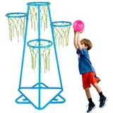 Vevor Basketballkorb für Kinder, 4-Korb-Basketballkörbe für Kinder, tragbarer Basketballständer mit einstellbarer Höhe & 3 Bällen, Basketball-Spielzeugset für Kinder jeden Alters, Jungen und Mädchen