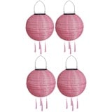 Yeehliny Lampions Außen Wetterfest Solar Laterne Solarlampen Lampenschrimp Außenlaternen 20cm Solar LED Laterne Wasserdicht Nylon Hängende Gartenlaterne Solar Lampion Solarbeleuchtung (4PCS/Rosa)