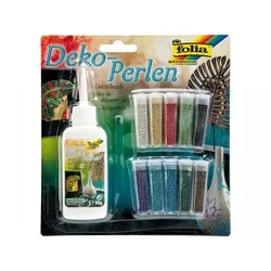 Folia Deko-Perlen-Set, 10 Tuben inkl. Kleber