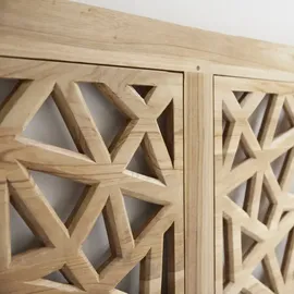 Tikamoon Kopfteil für Bett Bettkopfteil Doppelbett eckig 210 200 Teak Massiv Massivholz