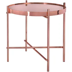 Beistelltisch Couchtisch Wohnzimmertisch Glasplatte Kupfer Ø 43 cm WOMO-DESIGN®