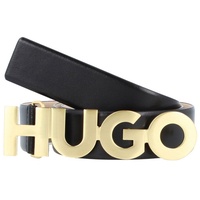Hugo Ledergürtel, mit Logo-Schliesse, schwarz