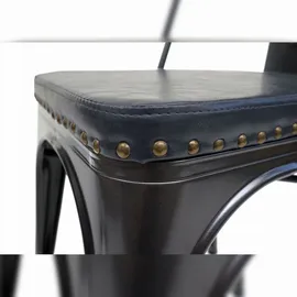 Mendler 2er-Set Esszimmerstuhl HWC-H10e, Küchenstuhl Stuhl Chesterfield Metall Kunstleder Industrial Gastronomie ~ schwarz-grau