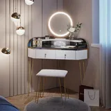 Vicco Eckschminktisch Amira mit LED Spiegel, Hocker und USB 99 cm)