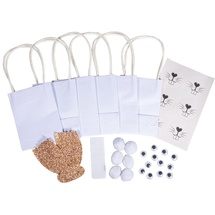 Rayher Geschenktaschen Osterhase, Papier, 10,5 x 24,5 cm, Bastel-Set 6 Stück, inklusiv Wackelaugen, Pompons, Hasenohren, Gesicht, Geschenktüten Ostern, 46632999