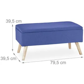 Relaxdays Sitzbank mit Stauraum, gepolstert, Holzbeine, Truhenbank Stoffbezug, HxBxT: 39,5 x 79,5 x 39,5 cm,