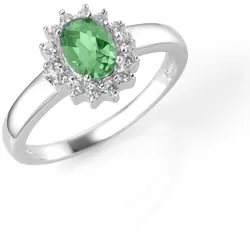 Smart Jewel Ring zauberhaft, farbiger Stein und weiße Zirkonia, Silber 925 Ringe   Grün Damen 