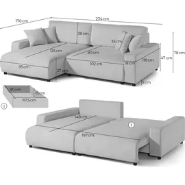 Livora Ecksofa Samt 234x170x78 gelb SOFIA