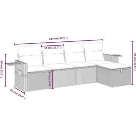 vidaXL Gartensofa-Set 5-tlg. braun Polyrattan
