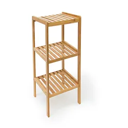 Relaxdays Badregal Bambus, 3 Ablagen, HxBxT:79x33x33cm, Standregal aus Holz, für Küche/Badezimmer, natur