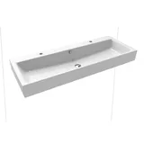 Kaldewei Puro Wand-Doppelwaschtisch 906806043001 120x46x12cm, mit Überlauf, 2x1 Hahnloch, weiß Perl-Effekt