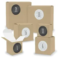 Itenga Adventskalender zum Füllen 24x Quader Würfel gemischt BRAUN