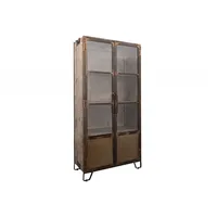 Massivmoebel24 Vitrine Mango 90x40x190 braun lackiert HEAVY INDUSTRY 223