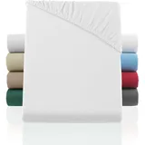 BaSaTex Flausch Feinbiber Winter Spannbettlaken Biber Spannbetttuch | 100% Baumwolle | 180x200 cm | Weiss